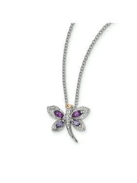 FB Jewels Solid 925 Sterling Silver Amethyst and Iolite Polished Crown Pendant FB Jewels Solid 925 Sterling Silver Amethyst and Iolite Polished Crown Pendant